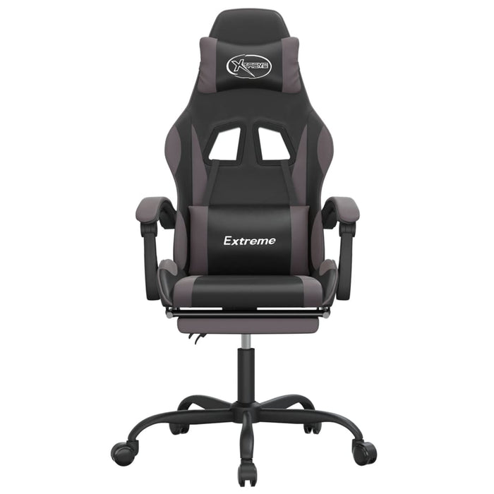 Scaun de gaming cu suport picioare, negru/gri, piele ecologică - WALTI WALTI