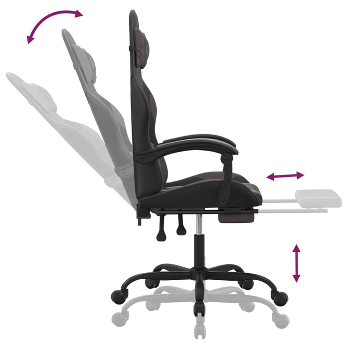 Scaun de gaming cu suport picioare, negru/gri, piele ecologică - WALTI WALTI