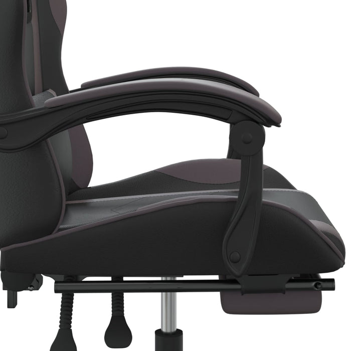Scaun de gaming cu suport picioare, negru/gri, piele ecologică - WALTI WALTI