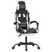 Scaun de gaming cu suport picioare, negru/alb, piele ecologică - WALTI WALTI