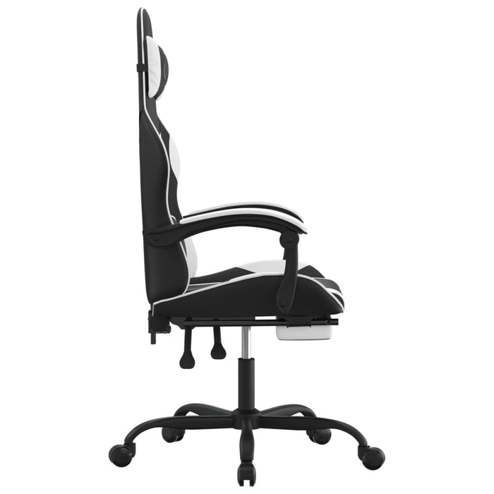 Scaun de gaming cu suport picioare, negru/alb, piele ecologică - WALTI WALTI