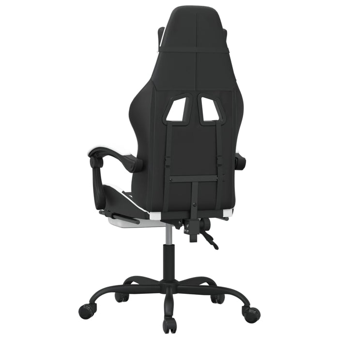 Scaun de gaming cu suport picioare, negru/alb, piele ecologică - WALTI WALTI