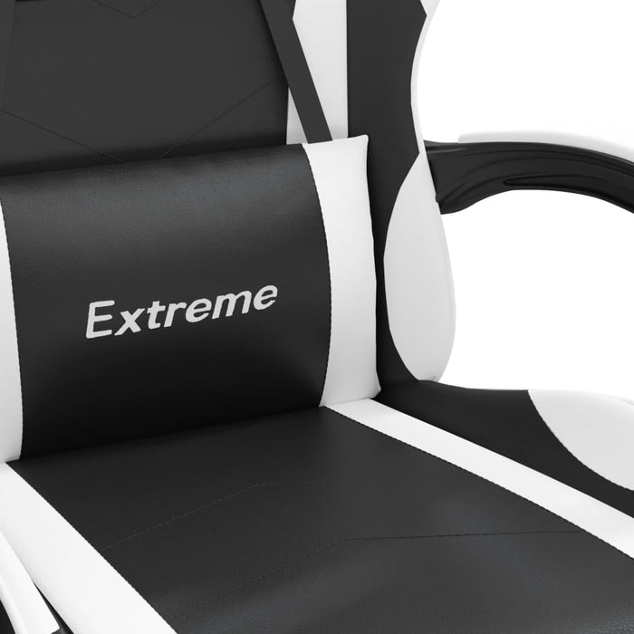 Scaun de gaming cu suport picioare, negru/alb, piele ecologică - WALTI WALTI
