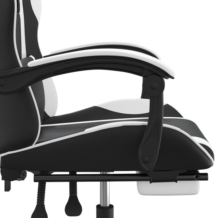Scaun de gaming cu suport picioare, negru/alb, piele ecologică - WALTI WALTI
