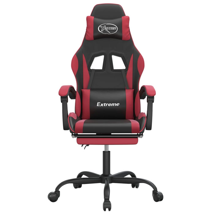 Scaun de gaming cu suport picioare, negru/roșu vin, piele eco - WALTI WALTI