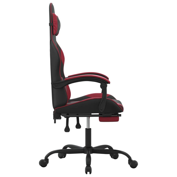 Scaun de gaming cu suport picioare, negru/roșu vin, piele eco - WALTI WALTI