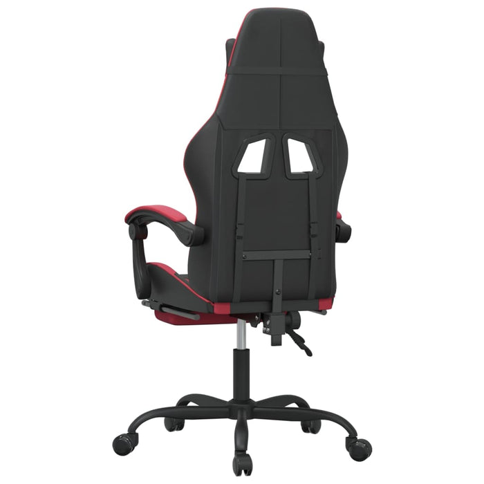 Scaun de gaming cu suport picioare, negru/roșu vin, piele eco - WALTI WALTI