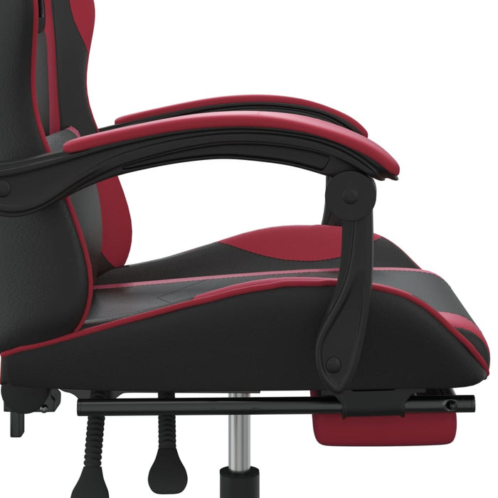 Scaun de gaming cu suport picioare, negru/roșu vin, piele eco - WALTI WALTI