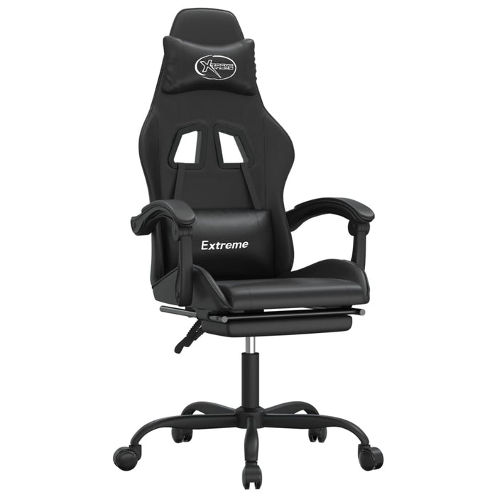 Scaun de gaming cu suport picioare, negru, piele ecologică - WALTI WALTI