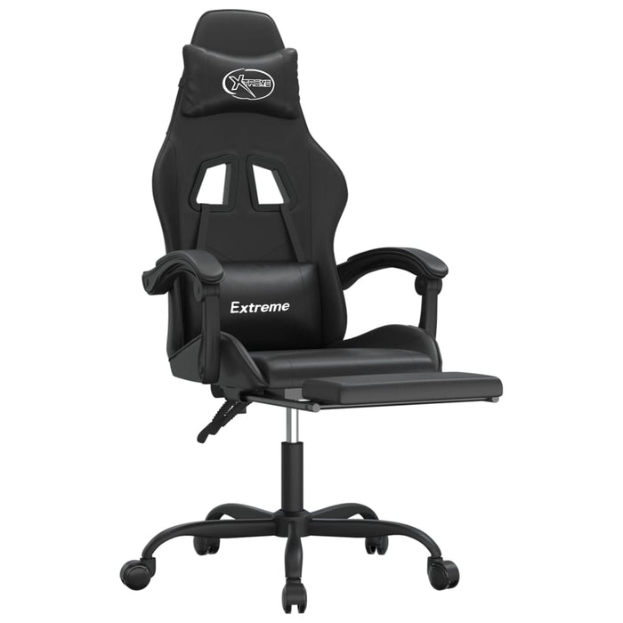 Scaun de gaming cu suport picioare, negru, piele ecologică - WALTI WALTI