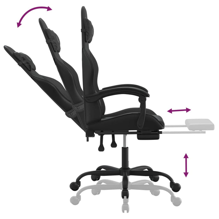 Scaun de gaming cu suport picioare, negru, piele ecologică - WALTI WALTI