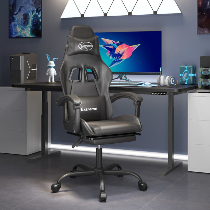 Scaun de gaming cu suport picioare, negru, piele ecologică - WALTI WALTI