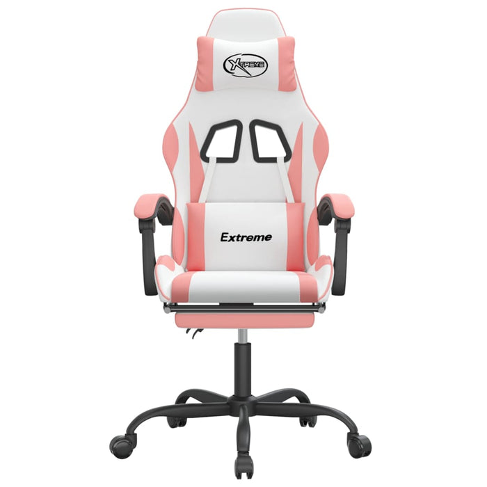 Scaun de gaming cu suport picioare, alb/roz, piele ecologică - WALTI WALTI