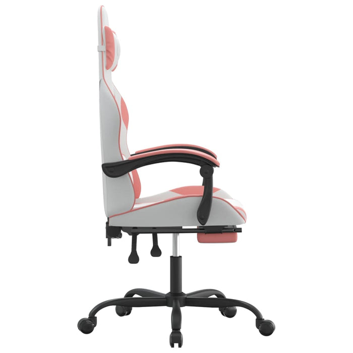 Scaun de gaming cu suport picioare, alb/roz, piele ecologică - WALTI WALTI