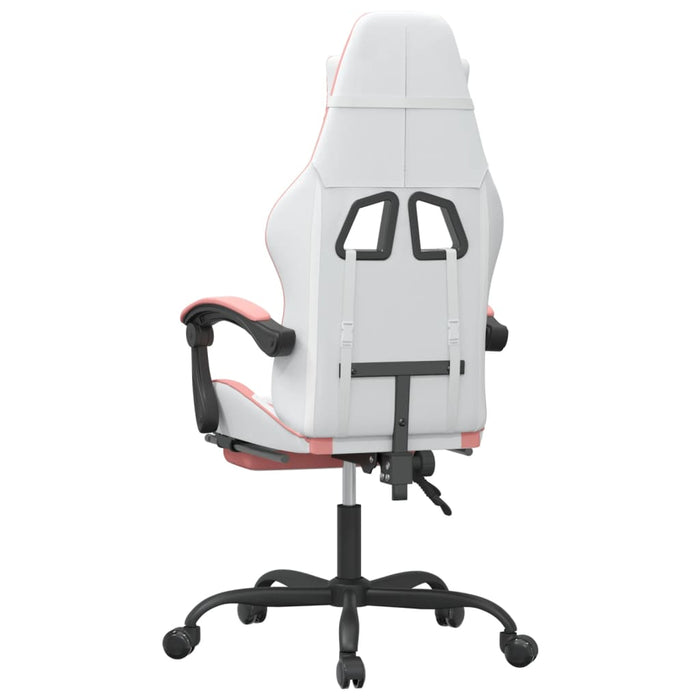 Scaun de gaming cu suport picioare, alb/roz, piele ecologică - WALTI WALTI