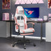 Scaun de gaming cu suport picioare, alb/roz, piele ecologică - WALTI WALTI