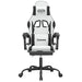 Scaun de gaming cu suport picioare, alb/negru, piele ecologică - WALTI WALTI