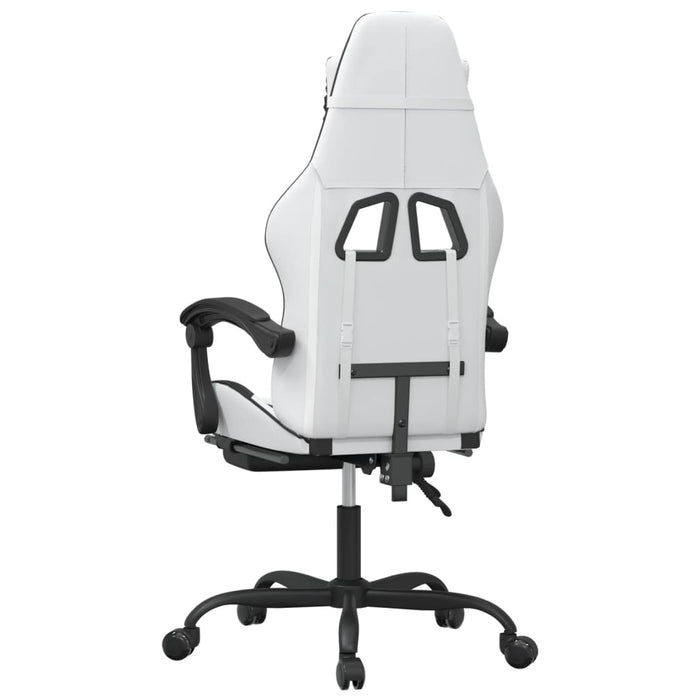 Scaun de gaming cu suport picioare, alb/negru, piele ecologică - WALTI WALTI