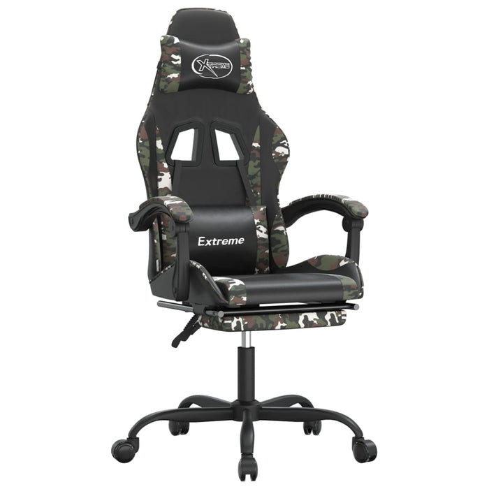 Scaun de gaming cu suport picioare, negru/camuflaj, piele eco - WALTI WALTI