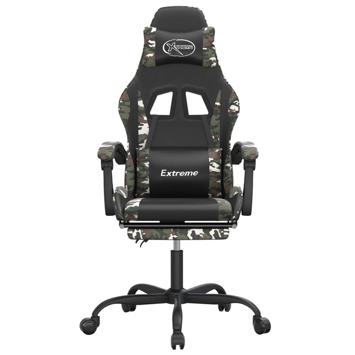 Scaun de gaming cu suport picioare, negru/camuflaj, piele eco - WALTI WALTI