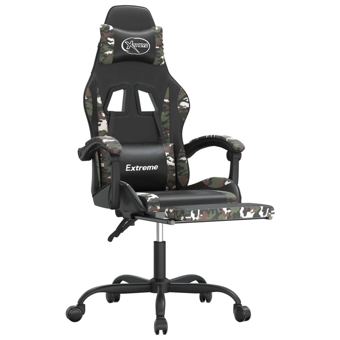 Scaun de gaming cu suport picioare, negru/camuflaj, piele eco - WALTI WALTI