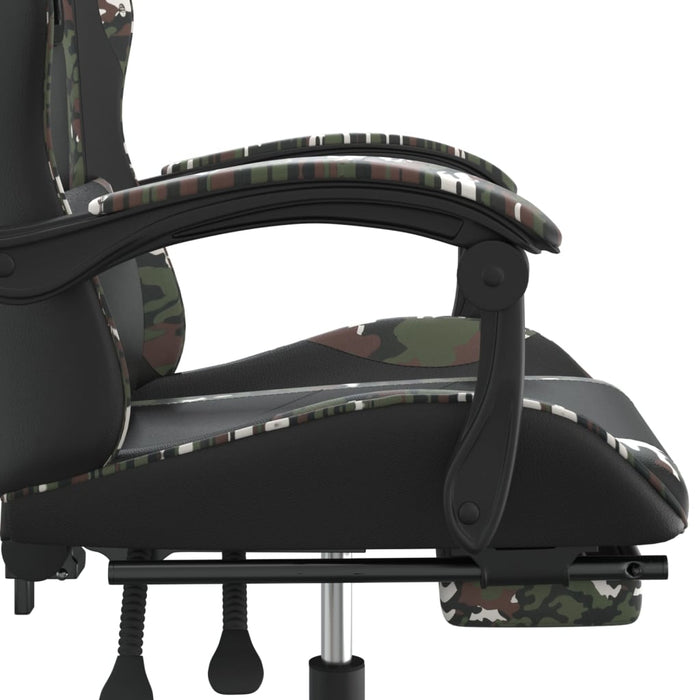 Scaun de gaming cu suport picioare, negru/camuflaj, piele eco - WALTI WALTI