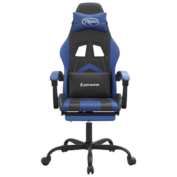 Scaun de gaming cu suport picioare, negru/albastru, piele eco - WALTI WALTI