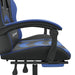 Scaun de gaming cu suport picioare, negru/albastru, piele eco - WALTI WALTI