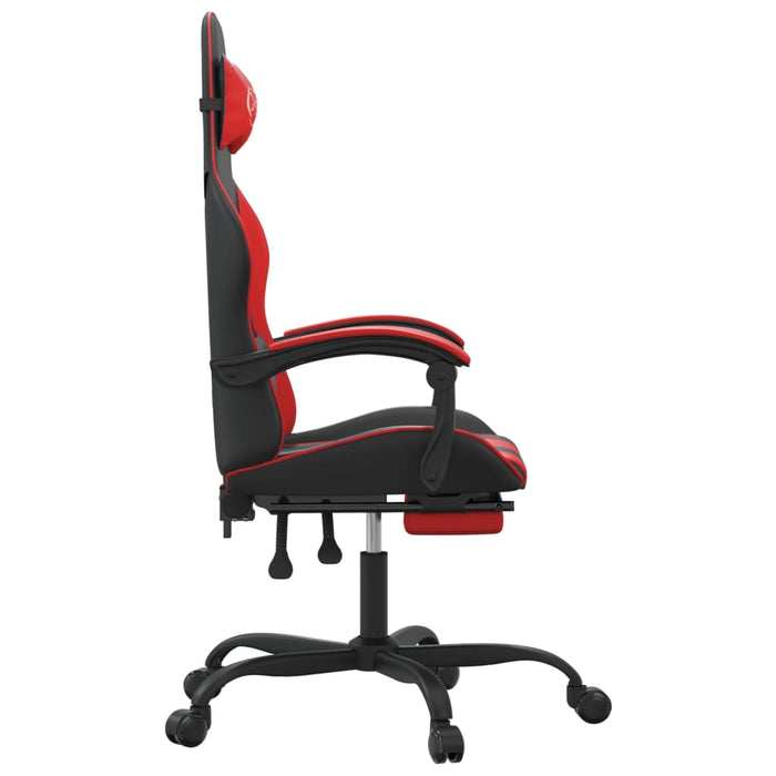 Scaun de gaming cu suport picioare, negru/roșu, piele ecologică - WALTI WALTI