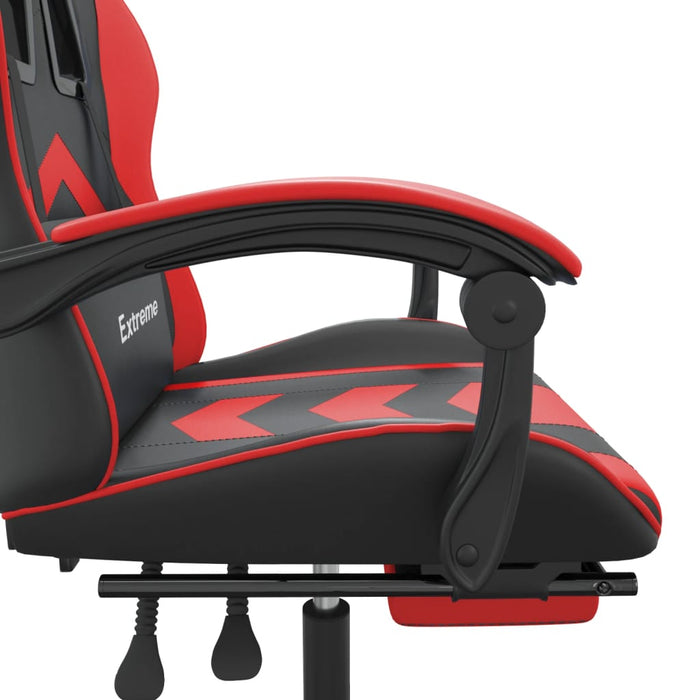 Scaun de gaming cu suport picioare, negru/roșu, piele ecologică - WALTI WALTI