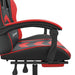 Scaun de gaming cu suport picioare, negru/roșu, piele ecologică - WALTI WALTI