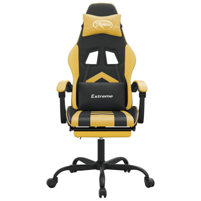Scaun de gaming cu suport picioare negru/auriu, piele ecologică - WALTI WALTI