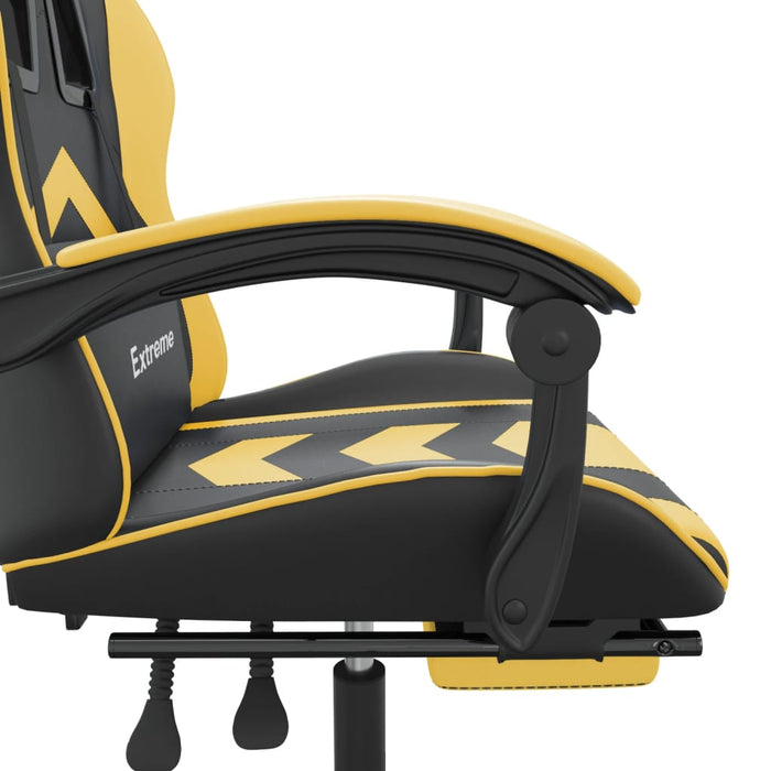 Scaun de gaming cu suport picioare negru/auriu, piele ecologică - WALTI WALTI