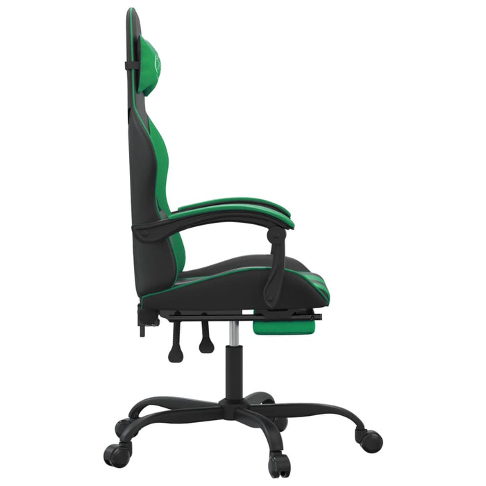 Scaun de gaming cu suport picioare negru/verde, piele ecologică - WALTI WALTI