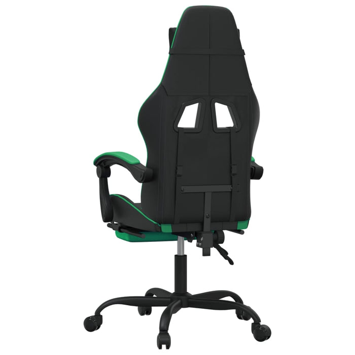 Scaun de gaming cu suport picioare negru/verde, piele ecologică - WALTI WALTI