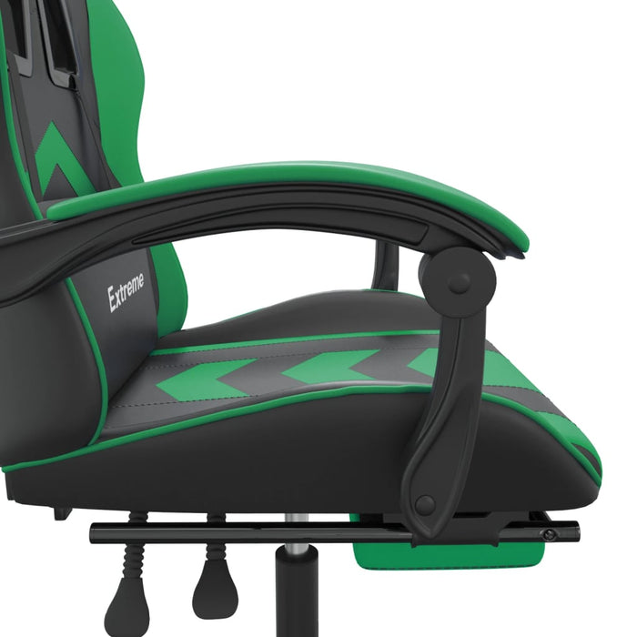 Scaun de gaming cu suport picioare negru/verde, piele ecologică - WALTI WALTI