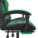 Scaun de gaming cu suport picioare negru/verde, piele ecologică - WALTI WALTI