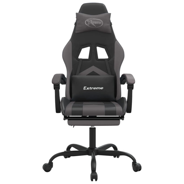 Scaun de gaming cu suport picioare, negru/gri, piele ecologică - WALTI WALTI