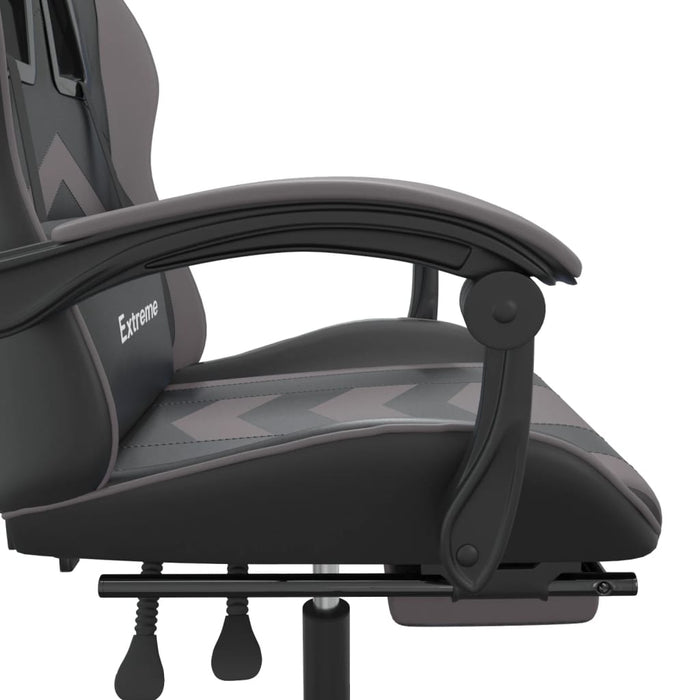 Scaun de gaming cu suport picioare, negru/gri, piele ecologică - WALTI WALTI