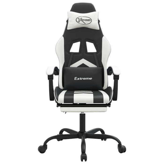 Scaun de gaming cu suport picioare, negru/alb, piele ecologică - WALTI WALTI