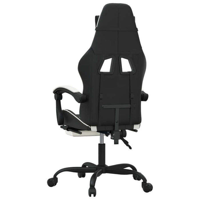 Scaun de gaming cu suport picioare, negru/alb, piele ecologică - WALTI WALTI