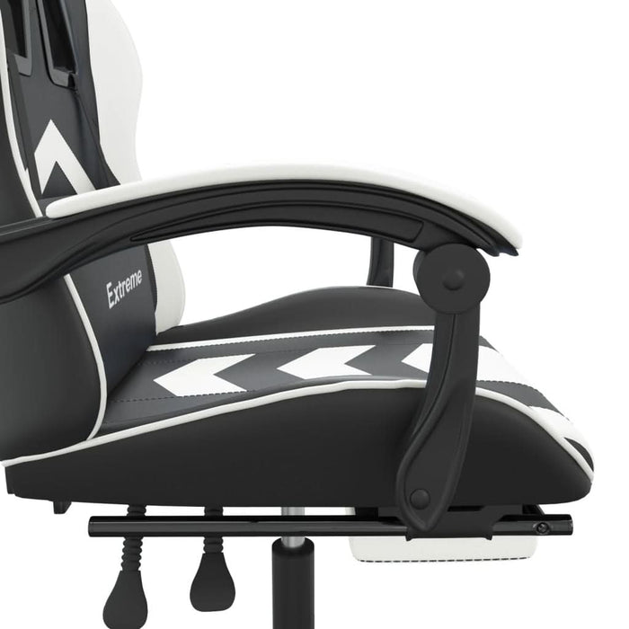 Scaun de gaming cu suport picioare, negru/alb, piele ecologică - WALTI WALTI