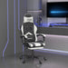 Scaun de gaming cu suport picioare, negru/alb, piele ecologică - WALTI WALTI