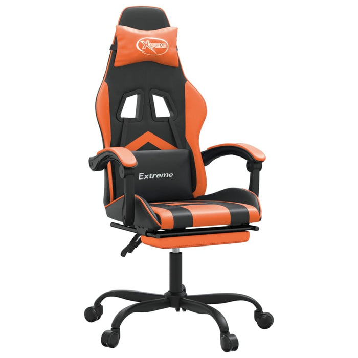Scaun de gaming cu suport picioare, negru/oranj, piele eco - WALTI WALTI