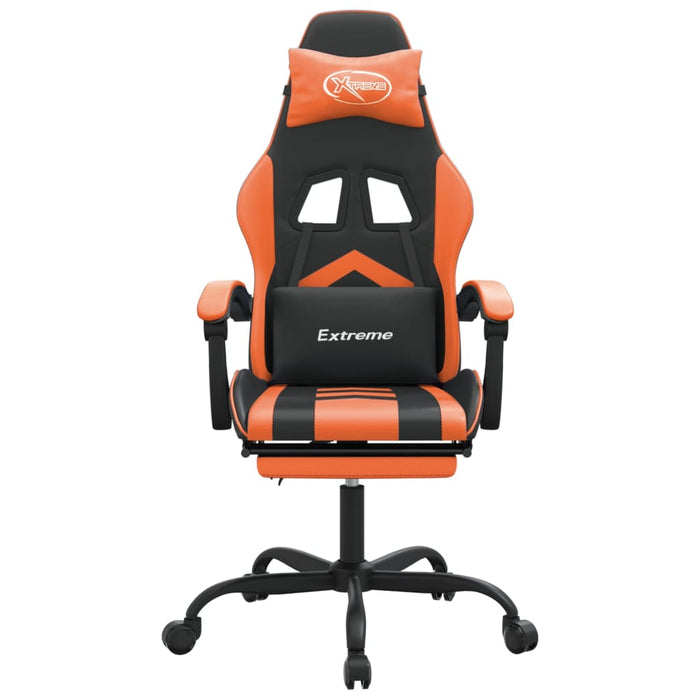 Scaun de gaming cu suport picioare, negru/oranj, piele eco - WALTI WALTI