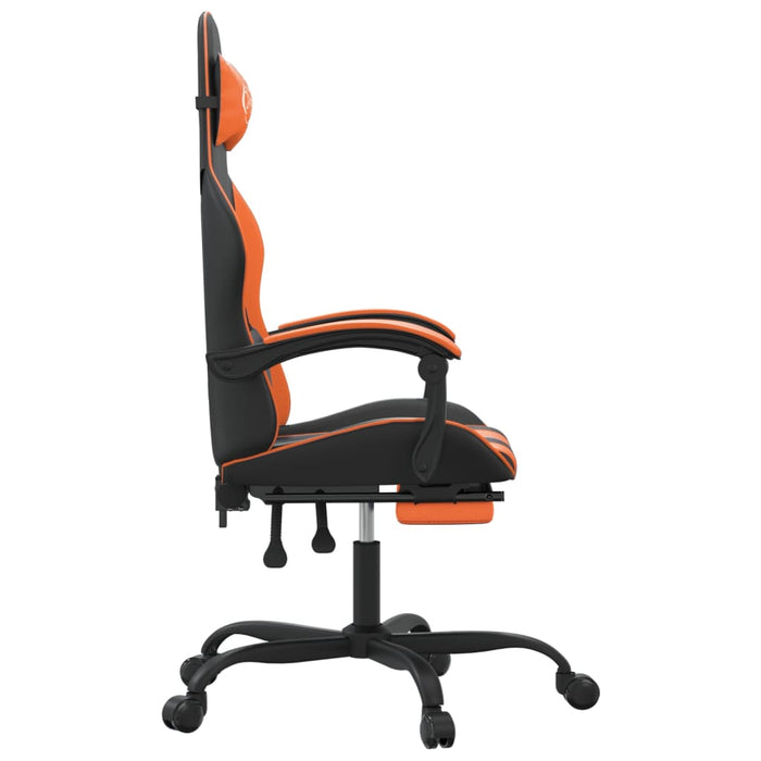 Scaun de gaming cu suport picioare, negru/oranj, piele eco - WALTI WALTI