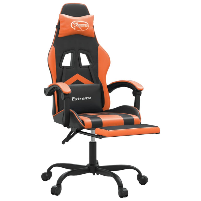Scaun de gaming cu suport picioare, negru/oranj, piele eco - WALTI WALTI
