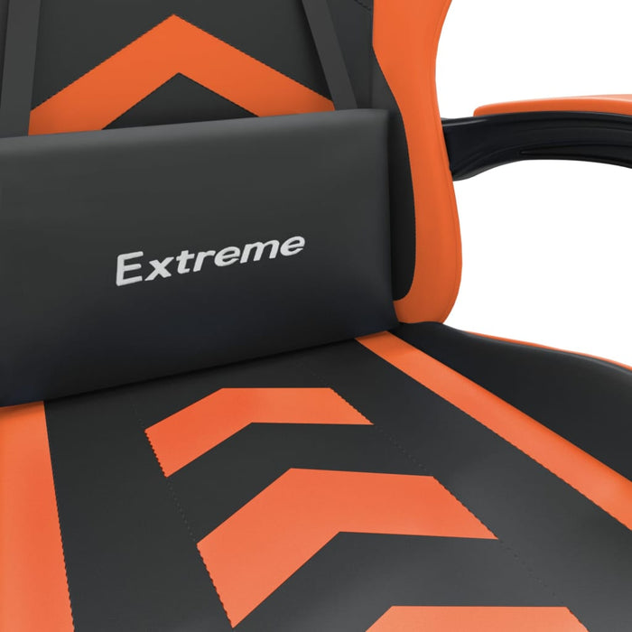 Scaun de gaming cu suport picioare, negru/oranj, piele eco - WALTI WALTI