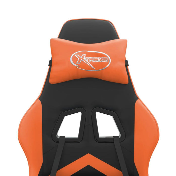 Scaun de gaming cu suport picioare, negru/oranj, piele eco - WALTI WALTI