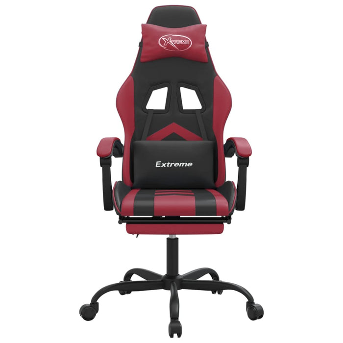 Scaun de gaming cu suport picioare, negru/roșu vin, piele eco - WALTI WALTI